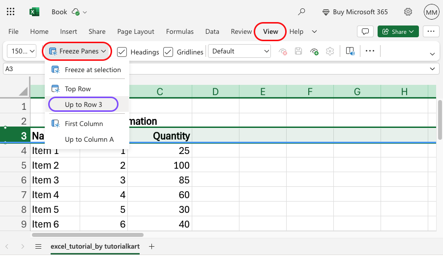 Excel - Freezing Multiple Rows